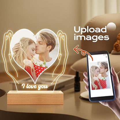 Personalized Anniversary Couple Gifts for Women & Men, Custom Picture Frame with Photo, Custom Photo Frame with Night Light, Personalized Valentines Day Gifts for Her & Him