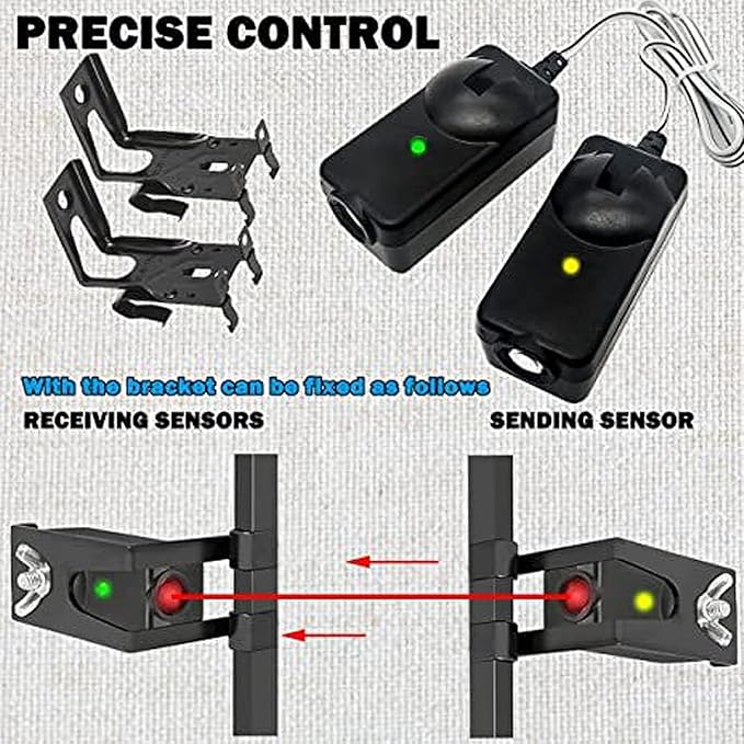 Garage Door Opener Safety Sensor Kit with Bracket, ABS Raynor Pilot Garage Door Safety Sensor for Liftmaster, Chamberlain, Sears, Raynor, Garage Door Opener