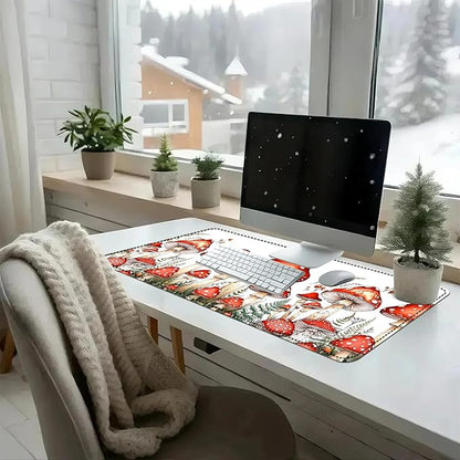 Heated Mouse Pad with 3 Temperature Settings(104°F–122°F),Large 31.5x13 Inch PU Leather Heated Desk Mat,Waterproof Warming Pad for Office,Gaming & Cold Hands Relief,Red Mushroom