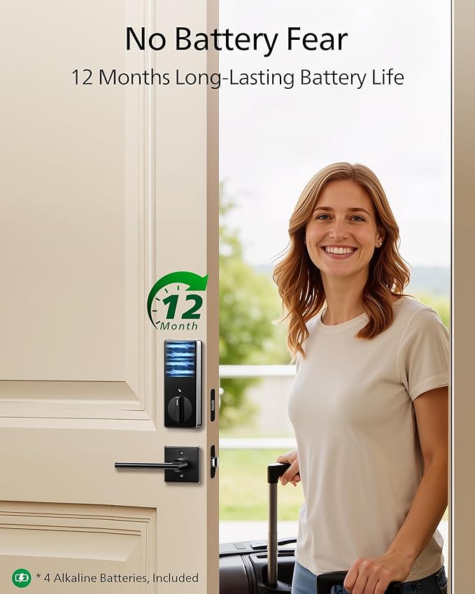 Philips Fingerprint Electronic Door Lock, Keyless Entry Door Lock with Touchscreen, Long-Last Battery Life, Auto-Lock, One-Time Code, One-Touch Locking, Satin Nickel