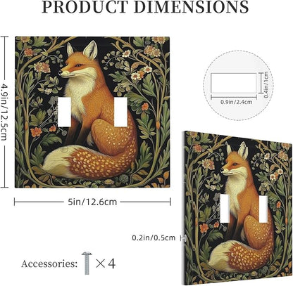 Fox Morris Plants Flowers Vine Colorful Floral Decorative Switch Plates 2 Gang Double Toggle Outlet Light Switch Cover Wall Plate Electrical Faceplate For Bed Room Living Room Decor