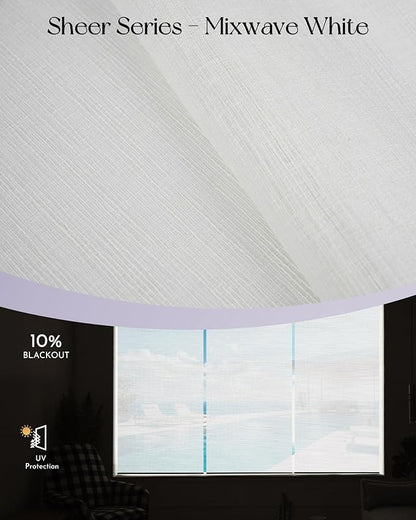 Graywind Motorized Light Filtering Shades Compatible with Alexa Google Hardwired WiFi Smart Half Shading Remote Control Automated Blinds Electric Window Shades, Custom Size (Mixwave White)