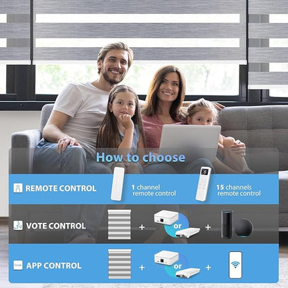 LazBlinds Motorized Zebra Roller Shades, Rechargeable Smart Blinds with Remote Control, Custom Size Light Filtering Dual Layer Roller Sheer Shades, Grey Linen
