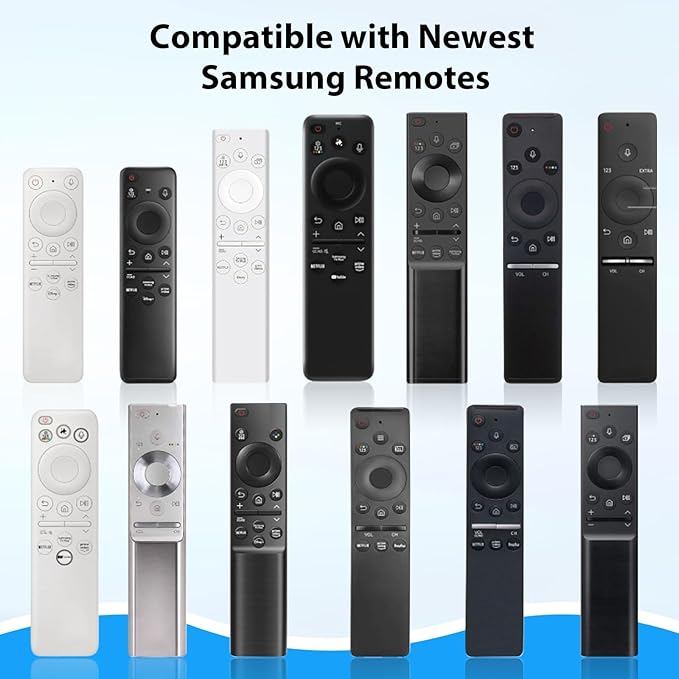 AI Solar Voice Remote Compatible with Samsung Smart TVs 2018–2025, Bluetooth Rechargeable Remote with Solar Charging, USB-C Port, Smart Assistant Control & App Shortcut Buttons