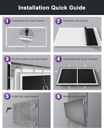 AWOL VISION Ambient Light Rejecting (ALR) Projector Screen for Ultra Short Throw(UST) Projector, 132" Fixed Frame, 80% Picture Quality Improved, 95% Celling Light Rejecting, Active 3D - C132
