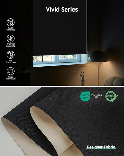 Yoolax Motorized Blinds with Remote, Smart Blinds for Windows Blackout Automatic Shades Compatible with Alexa Remote Control Roller Window Shades with Valance, Custom Size (V-Midnight Stripe)