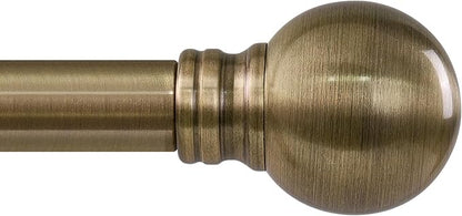 Antique Bronze Curtain Rods for Windows 28 to 48 Inch 1" Diameter Adjustable Heavy Duty Brass Window Curtain Rod with Metal Finials for Living Room Bedroom Farmhouse Kitchen Outdoor