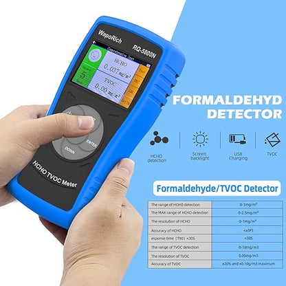 Air Quality Pollution Monitor, Formaldehyde Detector 0-2.50 mg/m3 Professional air Quality Tester Indoor TVOC, for Home Office and Various Occasions Colorful LCD Screen & USB Charging