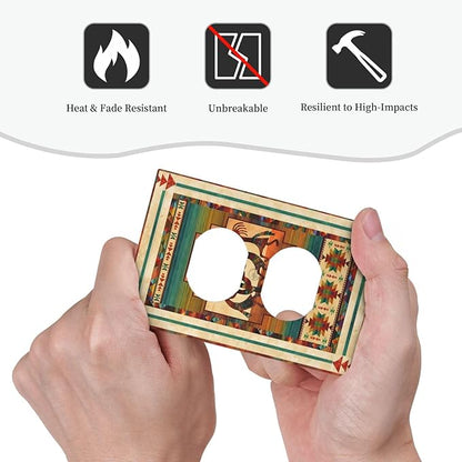 Decorative Outlet Covers Native American African Afro 1 Gang Duplex Light Switch Cover Plate Unique Wall Plate Electrical Switch Plate Covers for Home Bedroom Decor（2 Pack）