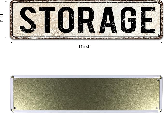 Storage Sign Farmhouse Signs Wall Decor Art Country Decorations Rustic Vintage Home Tin Plaque Kitchen Gift 4" by 16"