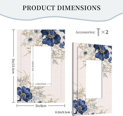 Decorative Outlet Covers Rustic Blue White Flowers Floral Penoy 1 Gang Single Decora GFCI Device Light Switch Covers Plate 1 Rocker Wall Plate Jumbo Face Plate