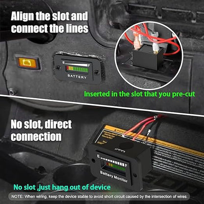 12V 24V 36V 48V 60V 72V Golf Club Cart Battery Monitor Meter for Yamaha EZGO Motorcycle LED Battery Capacity Indicator Meter Waterproof Lead-Acid or Lithium ion Battery Level Indicator Monitor Gauge