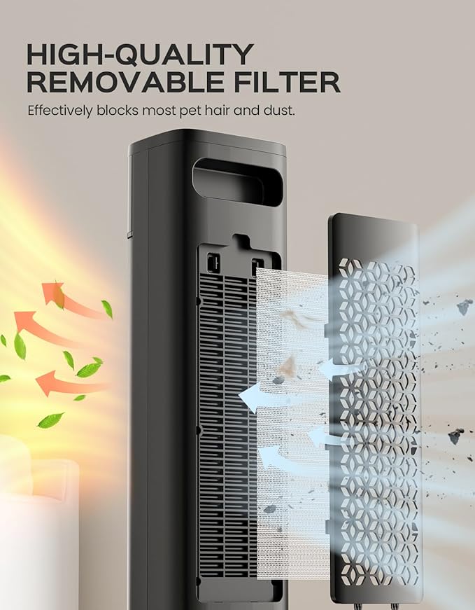 32.3" Portable Space Heaters for Indoor Use Large Room, 1500W Tower Electric Space Heater with 3D Flame, PTC Ceramic Space Heaters with Remote