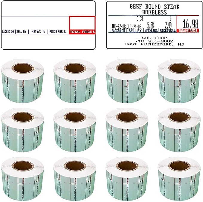 VisionTechShop LST-8000 Printing Scale Label, 58 x 30 mm, Non-UPC, 12 Rolls Per Case