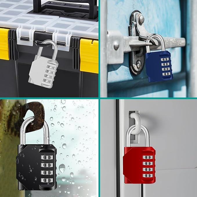 ZHEGE Combination Lock 2 Pack, 4 Digit Combination Padlock for Outdoor, School Lock, Gym (Red and Black)