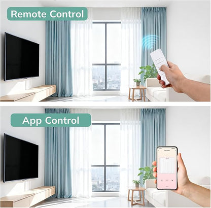 Umimile Smart Electric Curtain Track, Motorized Curtain Track System, 70.8-129 inch Adjustable Length, App/Remote Control, Compatible with Alexa, Google Home, for Ceiling and Wall Mount