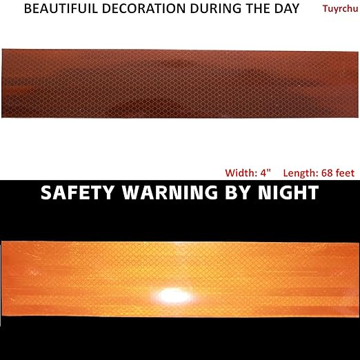 Non Fading Brown Reflective Tape Outdoor Waterproof 4 inch, High Visibility Warning Industrial Marking Tape, Safety Stickers (68 feet)
