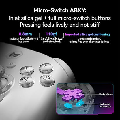 BIGBIG WON Rainbow 3 Wireless Controller 2000Hz Polling Rate Capacitive Joystick 16 Mechanical Keys 14 Custom RGB Lights 6-Axis Gyro Sensor Switchable Hall/Micro-switch Trigger 3.5mm Audio Jack Gamepad for PC/Switch2/iOS/Android