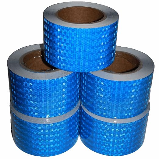 Blue Reflective Tape 3 inch Wide, Outdoor Waterproof High Visibility Warning Industrial Marking Tape, Safety Stickers (68 feet,5 Rolls)