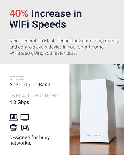 Gryphon AX – Ultra-Fast Mesh WiFi 6 Parental Control Router 2-Pack – Advanced Content Filters and Next-Gen Firewall - 4.3 Gbps Across 3,000 sq. ft. per Router for Multi-Device Households