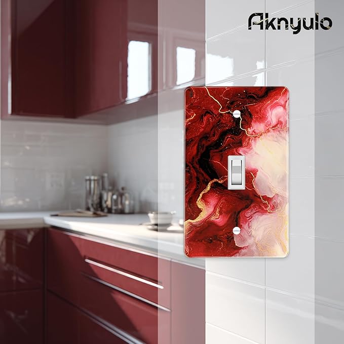 Rich Burgundy Marble Acrylic Switch Wall Plate Light Switch Plates Cover Durable Acrylic Wall Plate Decorative Single Gang Wall Plate