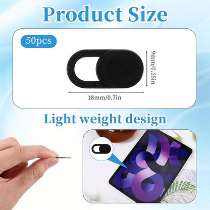 50 Pcs Webcam Cover Slide, 0.023 Inch Ultra-Thin Universal Laptop Camera Cover Slide for Laptop, Computer, Phone Protect Your Privacy and Security