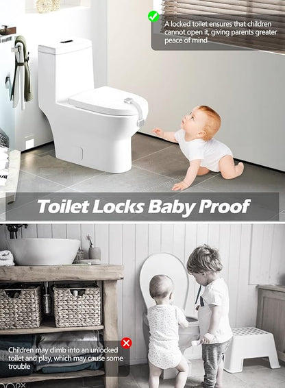 2 Pack Baby Proofing Safety Locks Child Safe for Cabinet Drawer Fridge Oven Dishwasher Doors, Toilet Seat & Lid, Adjustable Furniture Latches and Straps, 3M Adhesive No Drilling Button,Unlock Design