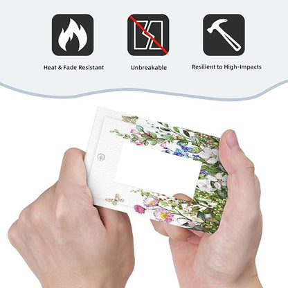 Boho Colorful Wildflowers Butterfly Green Plant Leaf 1 Gang Rocker Light Switch Covers Single Decora Outlet Wall Plate Decorative Switchplate Faceplate GFCI for Country Bathroom Bedroom Decor