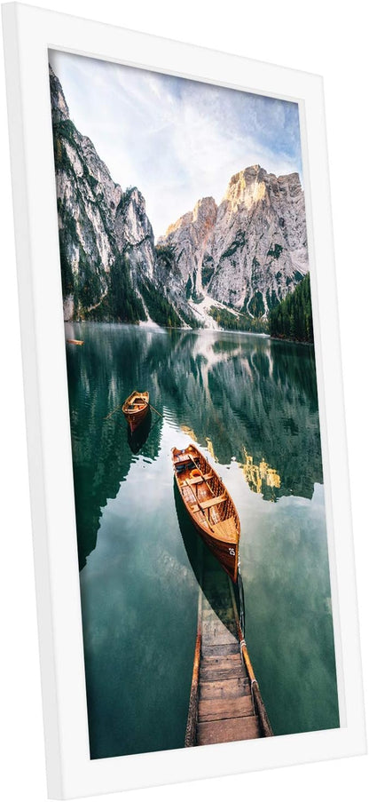 Americanflat 12x18 Poster Frame with Shatter-Resistant Glass - Signature Collection - Gallery-Style Frames Made of Engineered Wood - Photo Frame for Wall Display - White