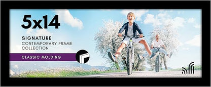 Americanflat 5x14 Picture Frame with Shatter-Resistant Glass - Signature Collection - Gallery-Style Frames Made of Engineered Wood - Photo Frame for Wall Display - Black