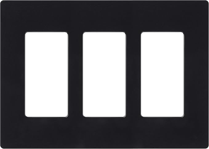 Lutron Claro Light Switch Cover Plate, 3 Gang Wallplate, for Decorator Light Switches, Rocker Light Switch Cover, Outlet Cover, Screwless Switch Plate Cover, Gloss, CW-3-BL, Black