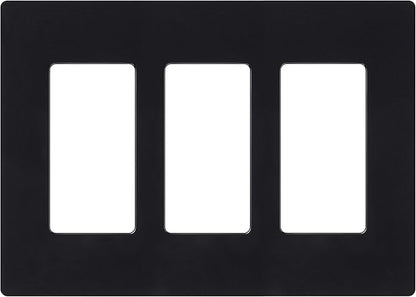 Lutron Claro Light Switch Cover Plate, 3 Gang Wallplate, for Decorator Light Switches, Rocker Light Switch Cover, Outlet Cover, Screwless Switch Plate Cover, Gloss, CW-3-BL, Black
