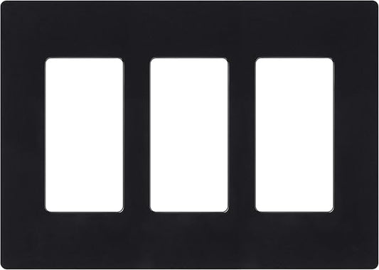Lutron Claro Light Switch Cover Plate, 3 Gang Wallplate, for Decorator Light Switches, Rocker Light Switch Cover, Outlet Cover, Screwless Switch Plate Cover, Gloss, CW-3-BL, Black