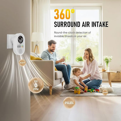 2 Packs Carbon Monoxide detectors Plug in Wall, FayLuron Portable Carbon Monoxide Detector for Travel with Temperature & Humidity Display, Carbon Monoxide Alarm for Home/Hotel/RV