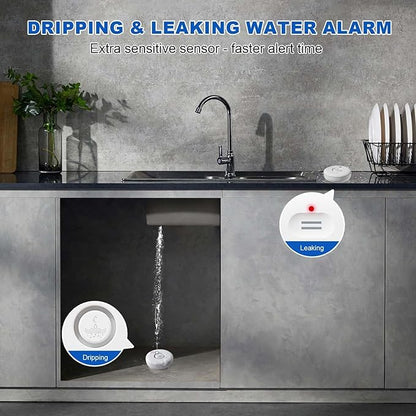 Water Leak Detectors for Home, 2Pcs WD71, 120dB Adjustable Water Leak Alarm for WiFi Gateway/Hub(Gateway Not Included), Wireless Water Sensor Alarms for Kitchen, Bathroom, Laundry and Basement