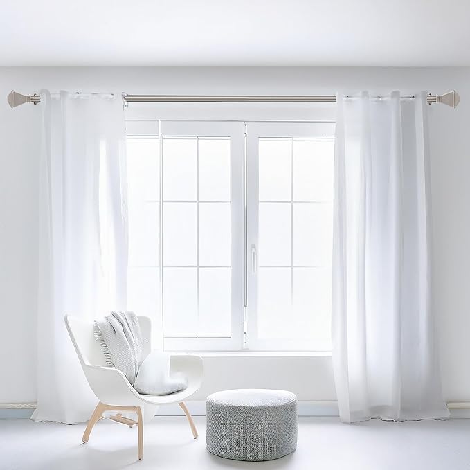 Deco Window Adjustable Curtain Rod for Windows 44 to 120 Inch (Pack of 1) Extendable Heavy Duty 3/4 Inch Iron Drapery Pole with Finials Wall Mounted French Door Curtain Rods (Silver)