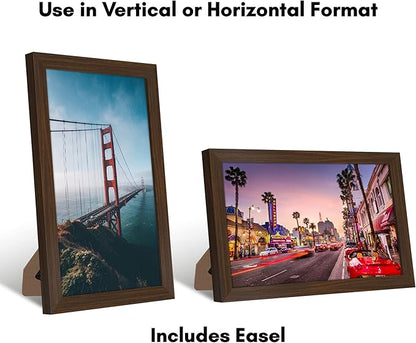 Americanflat 8x12 Picture Frame with Shatter-Resistant Glass - Signature Collection - Gallery-Style Frames Made of Engineered Wood - Photo Frame for Tabletop and Wall Display - Walnut