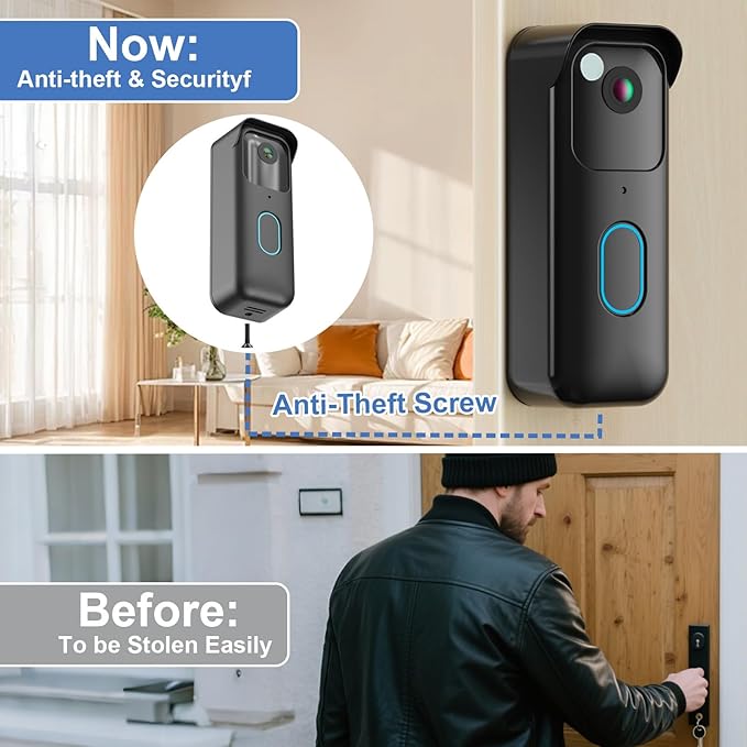 No-Drill Adhesive Doorbell Mount Compatible with Blink Doorbell (2nd Gen), Door Mounting Holder Bracket Accessories, Not Block Motion Sensor Anti-Theft Camera Mount for Home, Apartment, Office, School