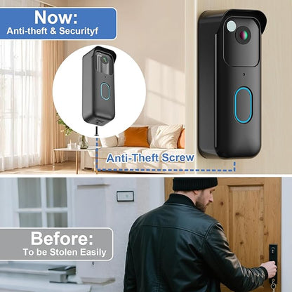 No-Drill Adhesive Doorbell Mount Compatible with Blink Doorbell (2nd Gen), Door Mounting Holder Bracket Accessories, Not Block Motion Sensor Anti-Theft Camera Mount for Home, Apartment, Office, School