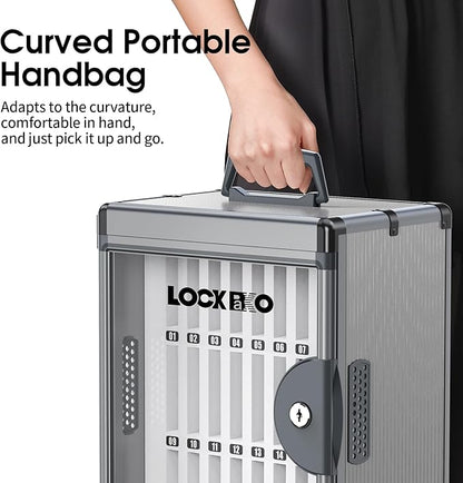 36 Slots Cell Phone Locker for Classroom, Portable Mobile Phone Storage Box with Handle, Phone Lock Box Wall Mounted (Black)