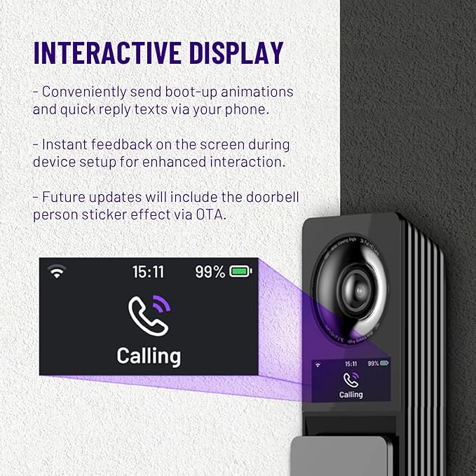 Wireless Video Doorbell w/ Smart Lock Set - Incl. Chime, Dual Cameras, 5MP 3K QHD, 2'' Screen & 32GB eMMC, Motion Detection & Real-time Alert, 2-way Audio, Door Bell and Keyless Entry Front Door Lock