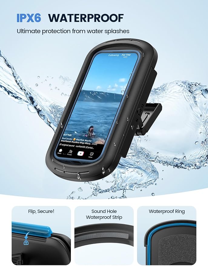 Lamicall Shower Phone Case Holder Waterproof - Bigger Size for More Phone(4"-7"), Clearer Sound Shower Bathroom Bathtub Accessories, IPX6 Waterproof Wall Mount for iPhone 16 Pro Max, S25 Ultra