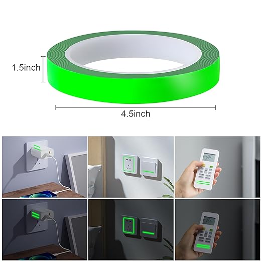 Glow Tape Glow in The Dark Waterproof Outdoor 0.6 Inch x 33 Feet Fluorescent Tape Luminous Tape Halloween Decorations and Stage