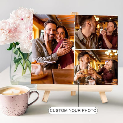 Custom Photo Frame with Stand, Personalized Picture Display, MDF and Wood Construction, Desktop Decor, Multiple Designs, Customizable Gift for Family and Friends