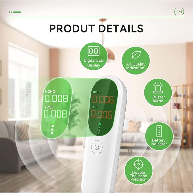 Air Quality Monitor,Indoor Formaldehyde Detector, TVOC Tester for Indoor Air Pollution Detection - Confined Space Test Air Quality for Home,Office and Various Occasion (Black)