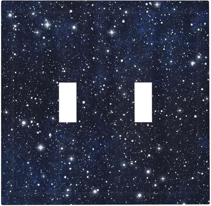 Decorative Light Switch Cover Night Sky Star Cosmic Starry Fantasy Galaxy Universe Space Double Toggle Switchplate 2 Gang Personalized Wall Plate Switchcovers Decora Light Switch Plate