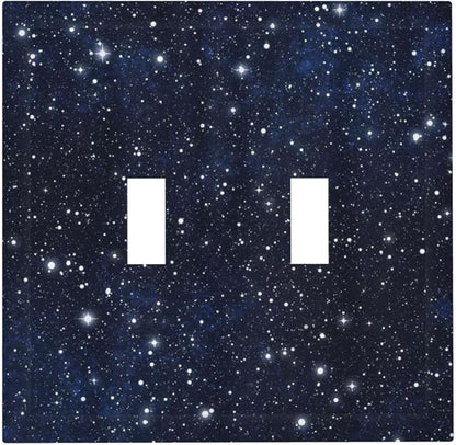 Decorative Light Switch Cover Night Sky Star Cosmic Starry Fantasy Galaxy Universe Space Double Toggle Switchplate 2 Gang Personalized Wall Plate Switchcovers Decora Light Switch Plate