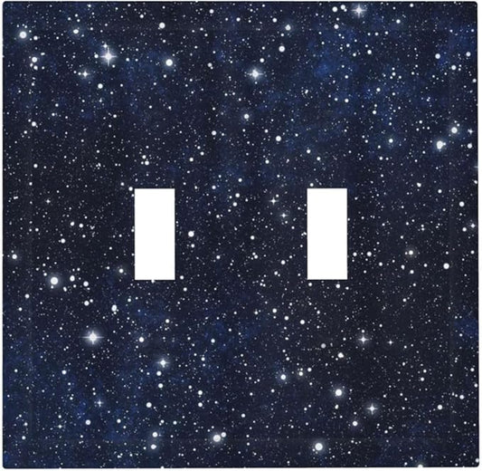 Decorative Light Switch Cover Night Sky Star Cosmic Starry Fantasy Galaxy Universe Space Double Toggle Switchplate 2 Gang Personalized Wall Plate Switchcovers Decora Light Switch Plate