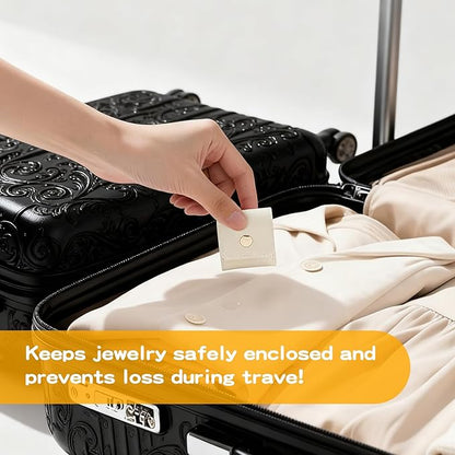 2 PCS Mini Travel Jewelry Bag with Buckle, Portable Foldable Roll Bag for Earrings, Rings, Necklaces and Compact Storage
