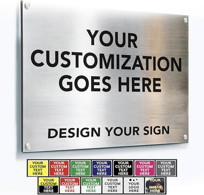 Custom Outdoor Metal Signs, Personalized Aluminum Signs, Customized Safety Signs, Metal Business Signs, Waterproof Outdoor Business Signs, White Aluminum (Silver Brushed, 30x24 In)
